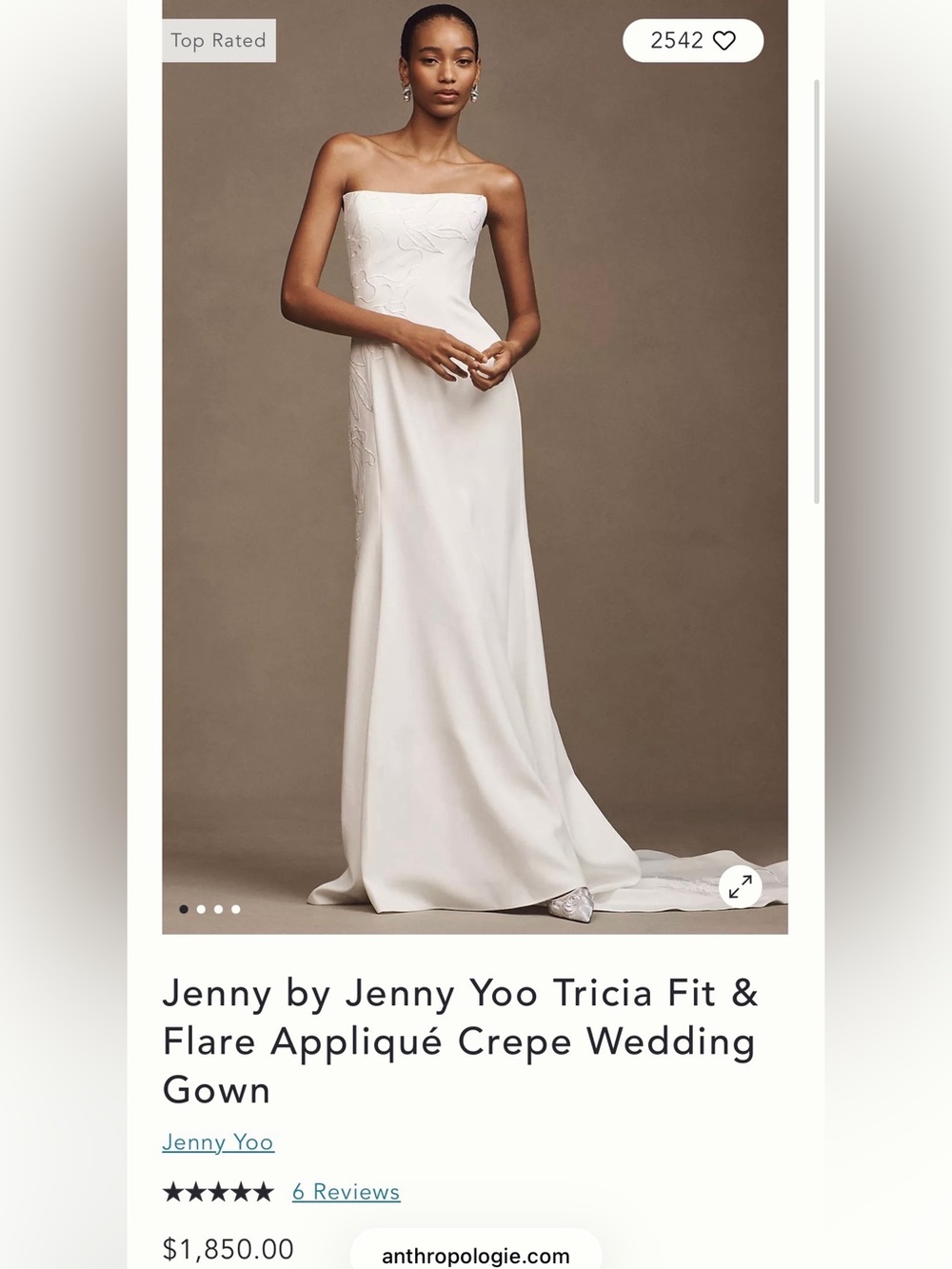 Jenny by Jenny Yoo Tricia Fit & Flare Appliqué Crepe Wedding Gown